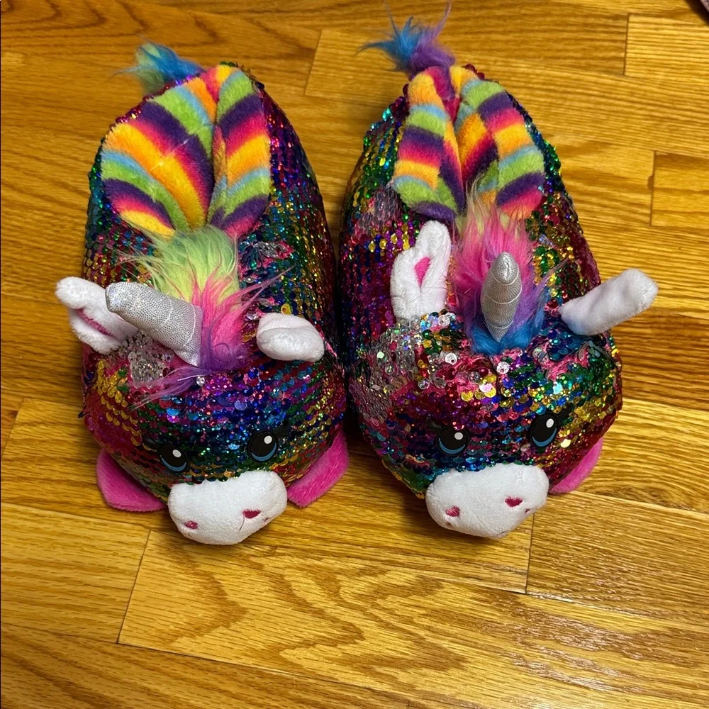 Build a bear Colorful Sequin Unicorn Slippers